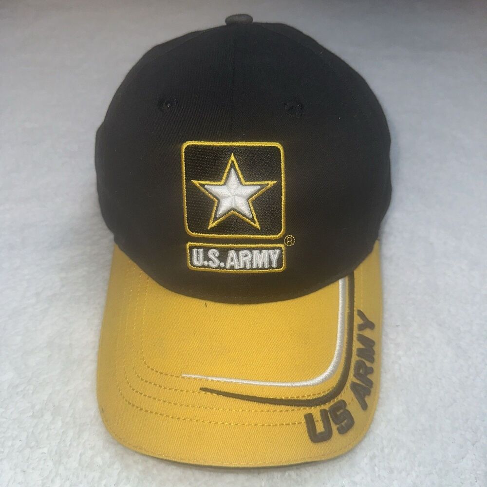 U.S. ARMY STAR CAP HAT BLACK YELLOW COLOR